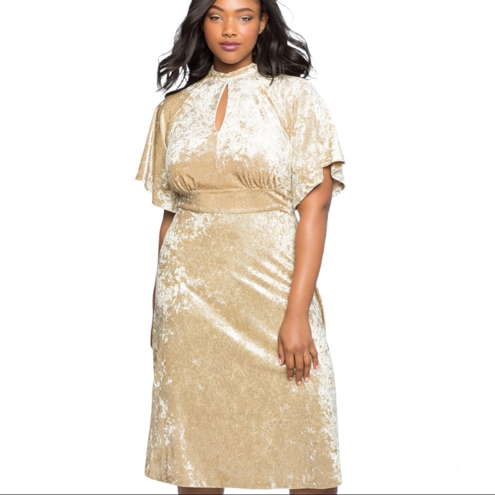 Eloquii Crushed Velvet Midi Dress